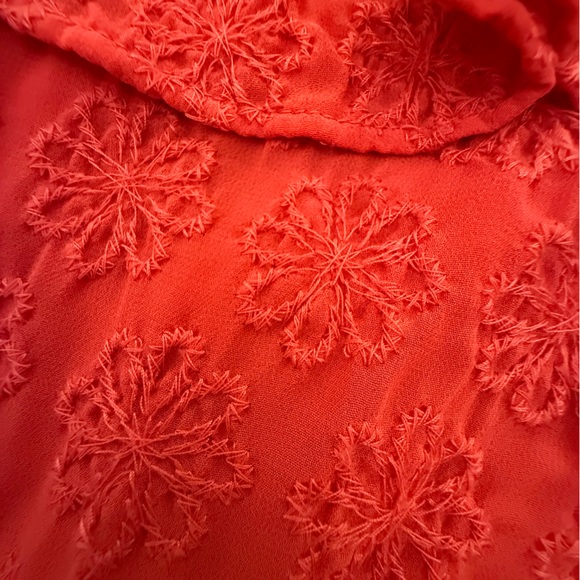 Lovers + Friends Dean Mini Dress Tomato Red Eyelet Tiered Ruffle Small - Picture 6 of 13